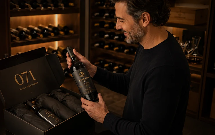 Cliente escolhendo vinhos para sua adega